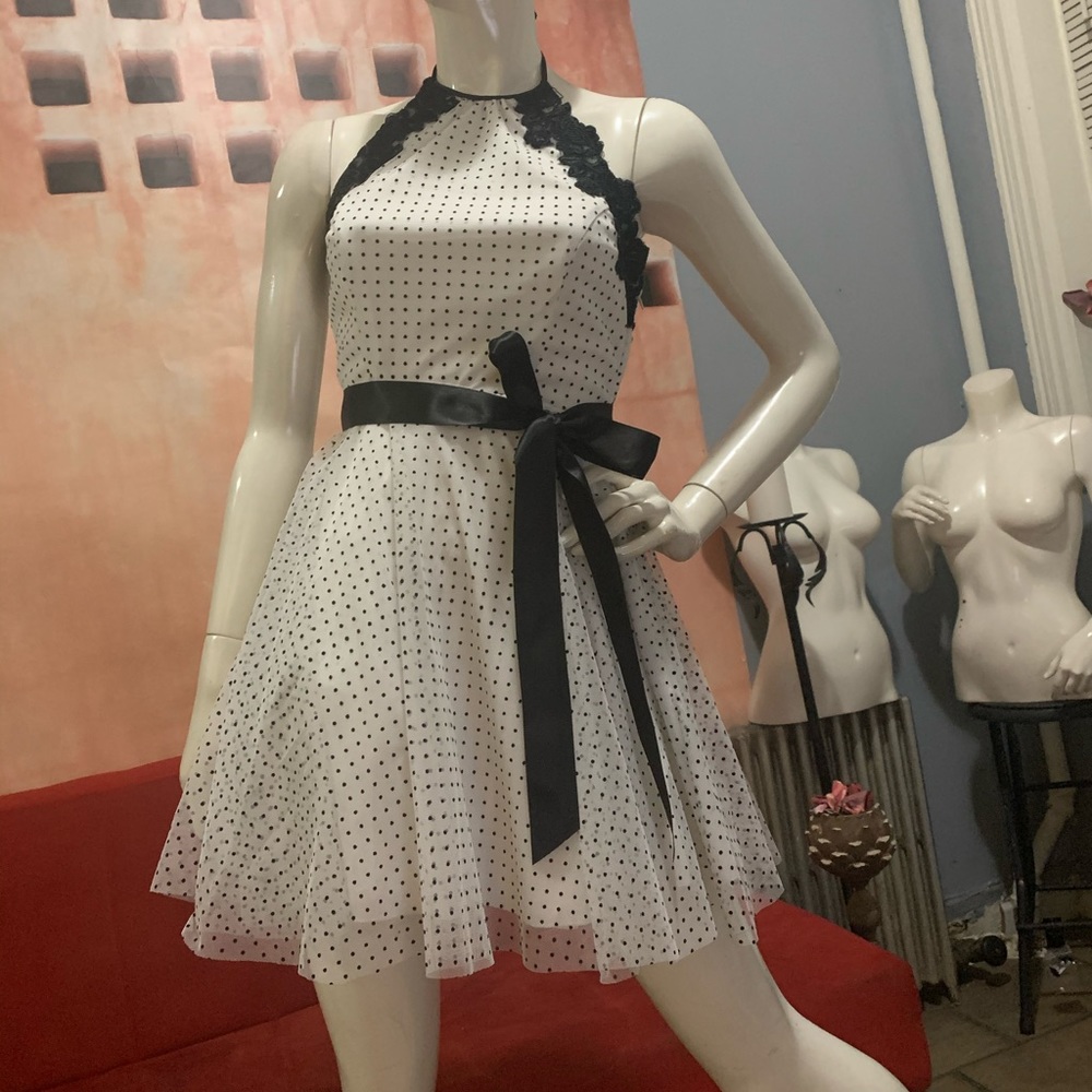 Teeze me black and white fit and flare dress